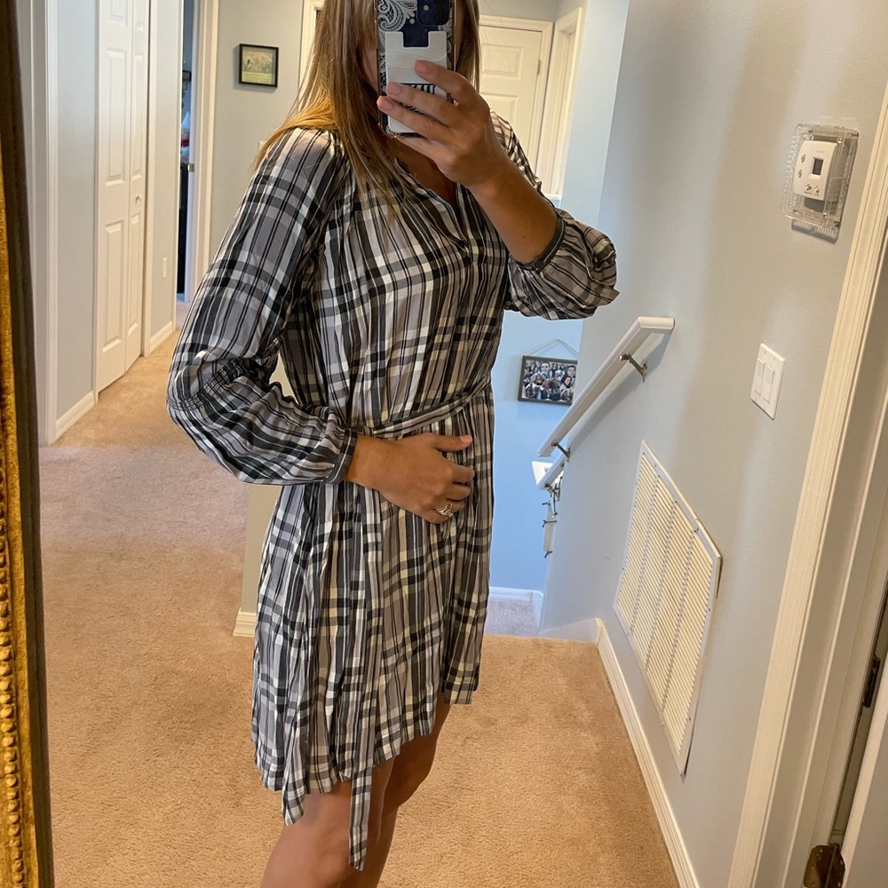 Loft, 3/4 sleeve shirt dress with tie
